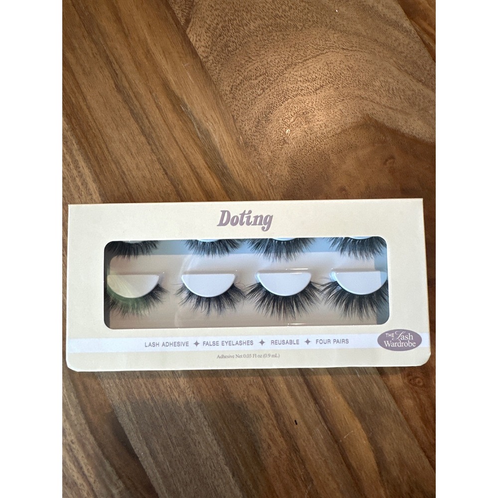 Doting The Lash Wardrobe 4 Pair Reusable False Eyelashes Set with Glue Vegan New